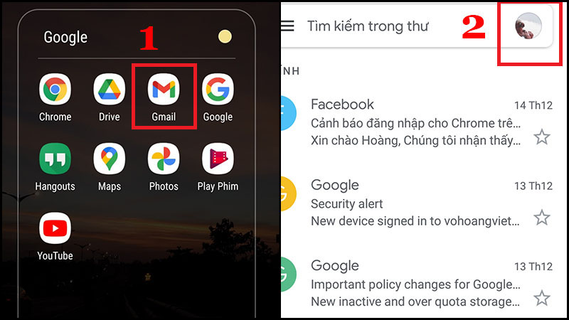 Vào ứng dụng Gmail